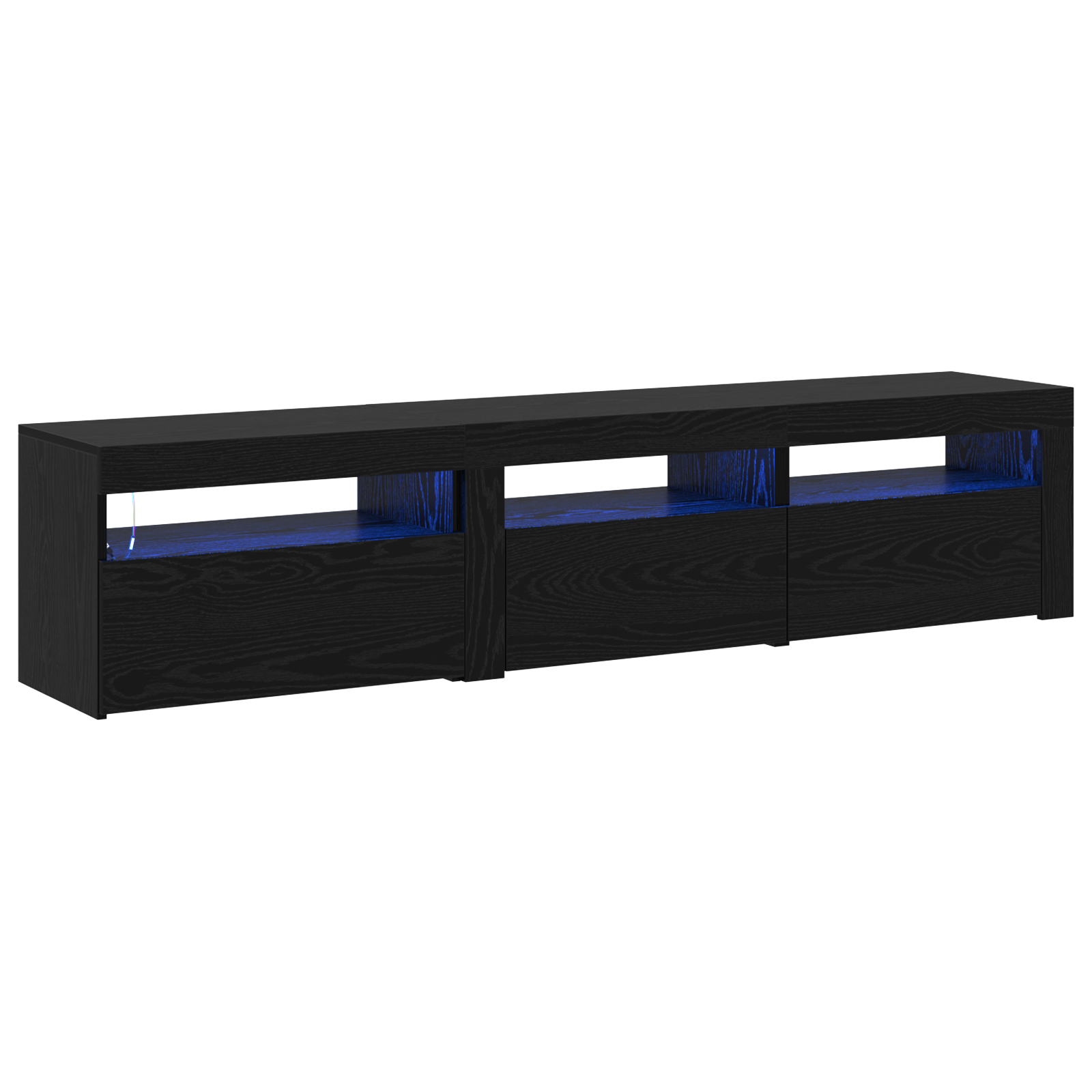 Cabinete TV  2 pcs cu lumini LED Stejar negru Lemn prelucrat, Suport TV  Stejar negru cu lumini LED, 60x35x40 cm, din lemn prelucrat GartenMobel Dekor