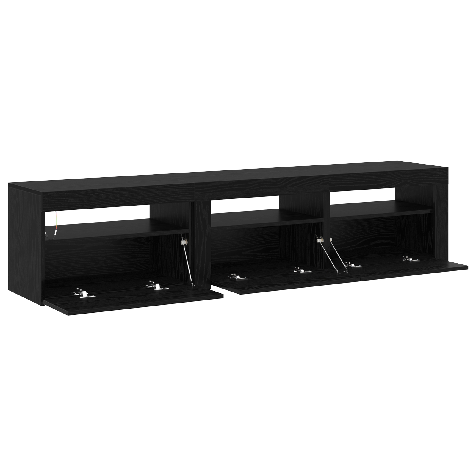 Cabinete TV  2 pcs cu lumini LED Stejar negru Lemn prelucrat, Suport TV  Stejar negru cu lumini LED, 60x35x40 cm, din lemn prelucrat GartenMobel Dekor