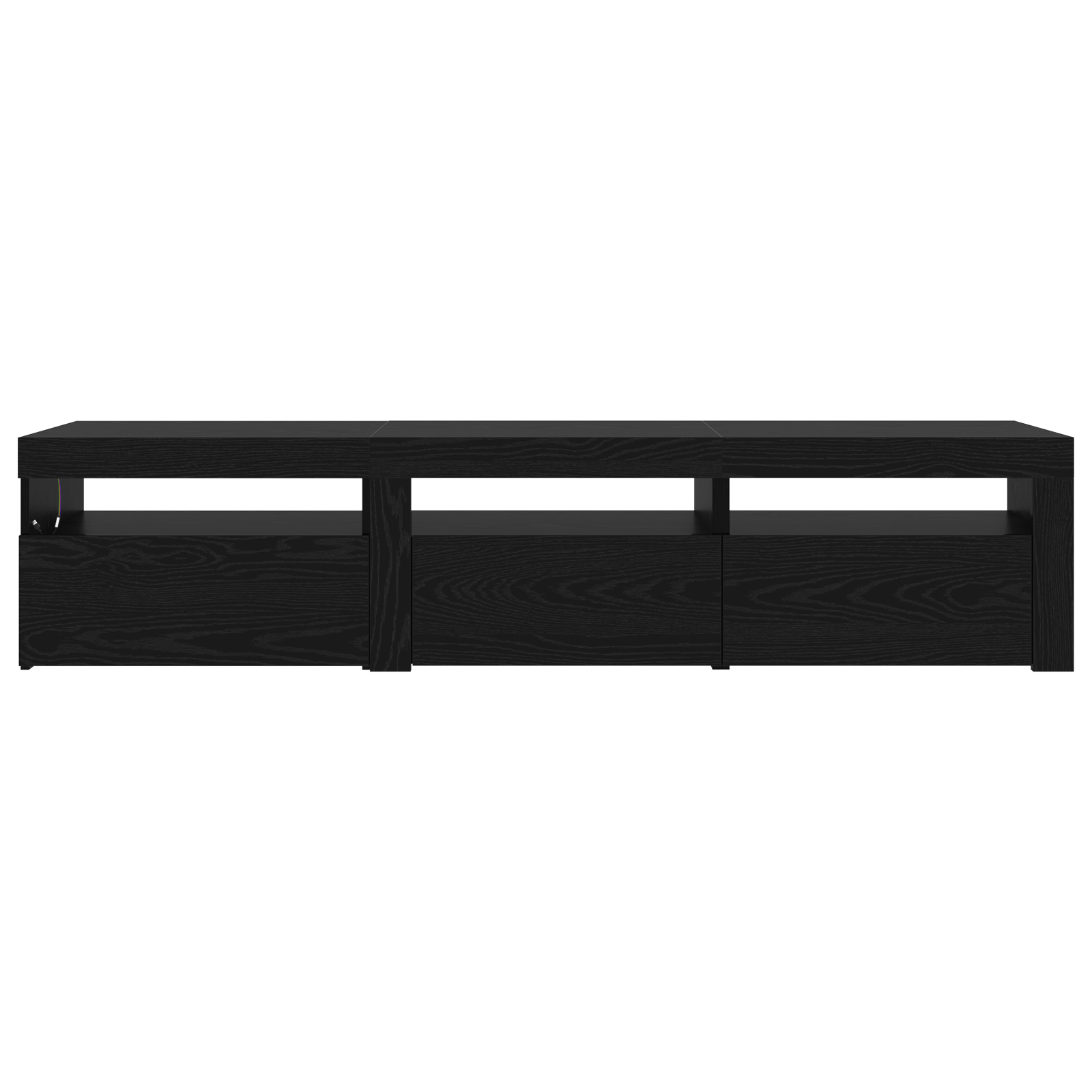 Cabinete TV  2 pcs cu lumini LED Stejar negru Lemn prelucrat, Suport TV  Stejar negru cu lumini LED, 60x35x40 cm, din lemn prelucrat GartenMobel Dekor