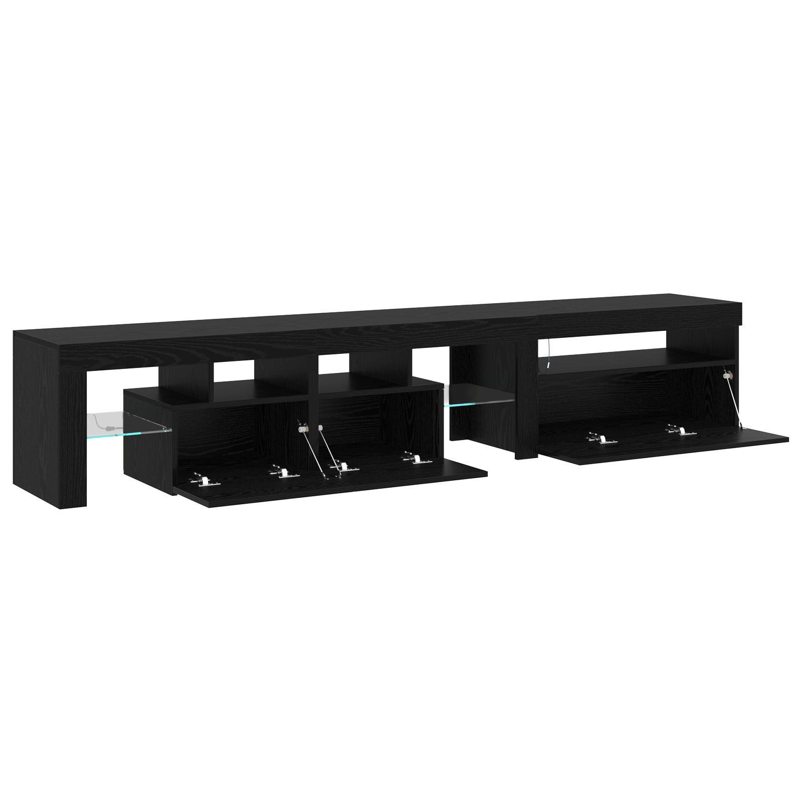 Cabinete pentru TV  2 buc cu Lumini LED Stejar Negru Lemn Prelucrat, Stand pentru TV  cu Lumini LED - Stejar Negru - 75x35x40 cm - Fabricat din Lemn Prelucrat GartenMobel Dekor