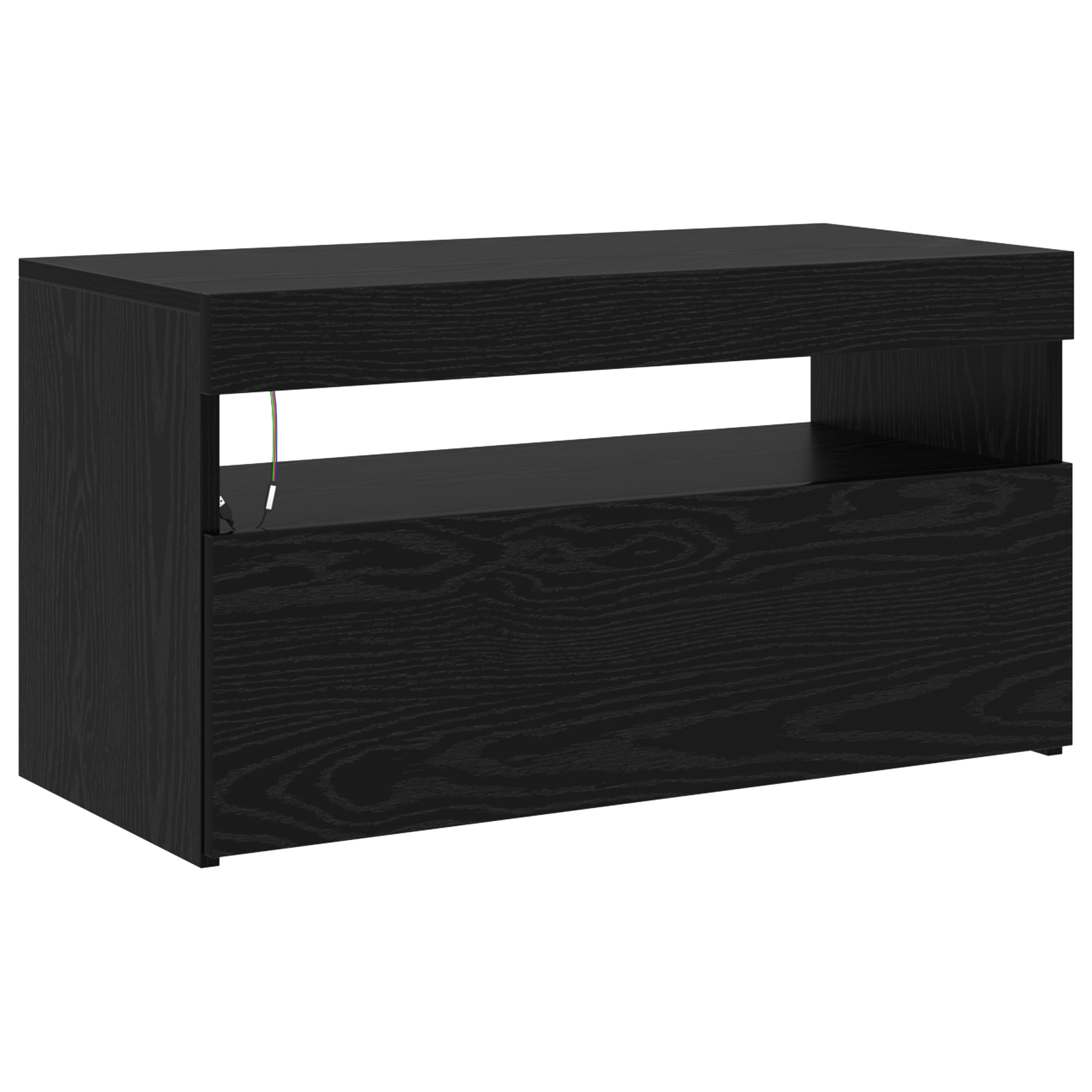 Cabinete pentru TV  2 buc cu Lumini LED Stejar Negru Lemn Prelucrat, Stand pentru TV  cu Lumini LED - Stejar Negru - 75x35x40 cm - Fabricat din Lemn Prelucrat GartenMobel Dekor