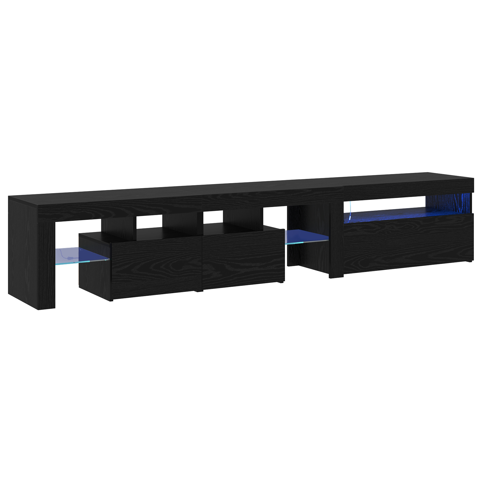 Cabinete pentru TV  2 buc cu Lumini LED Stejar Negru Lemn Prelucrat, Stand pentru TV  cu Lumini LED - Stejar Negru - 75x35x40 cm - Fabricat din Lemn Prelucrat GartenMobel Dekor
