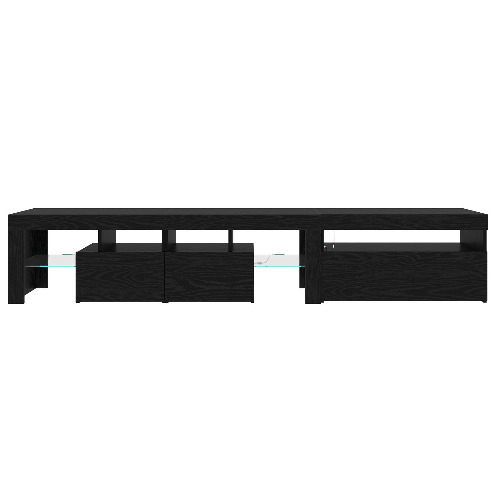 Cabinete pentru TV  2 buc cu Lumini LED Stejar Negru Lemn Prelucrat, Stand pentru TV  cu Lumini LED - Stejar Negru - 75x35x40 cm - Fabricat din Lemn Prelucrat GartenMobel Dekor
