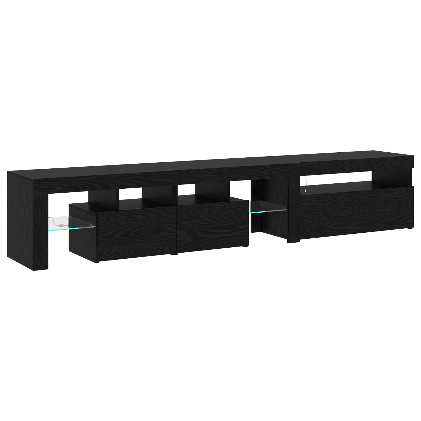 Cabinete pentru TV  2 buc cu Lumini LED Stejar Negru Lemn Prelucrat, Stand pentru TV  cu Lumini LED - Stejar Negru - 75x35x40 cm - Fabricat din Lemn Prelucrat GartenMobel Dekor