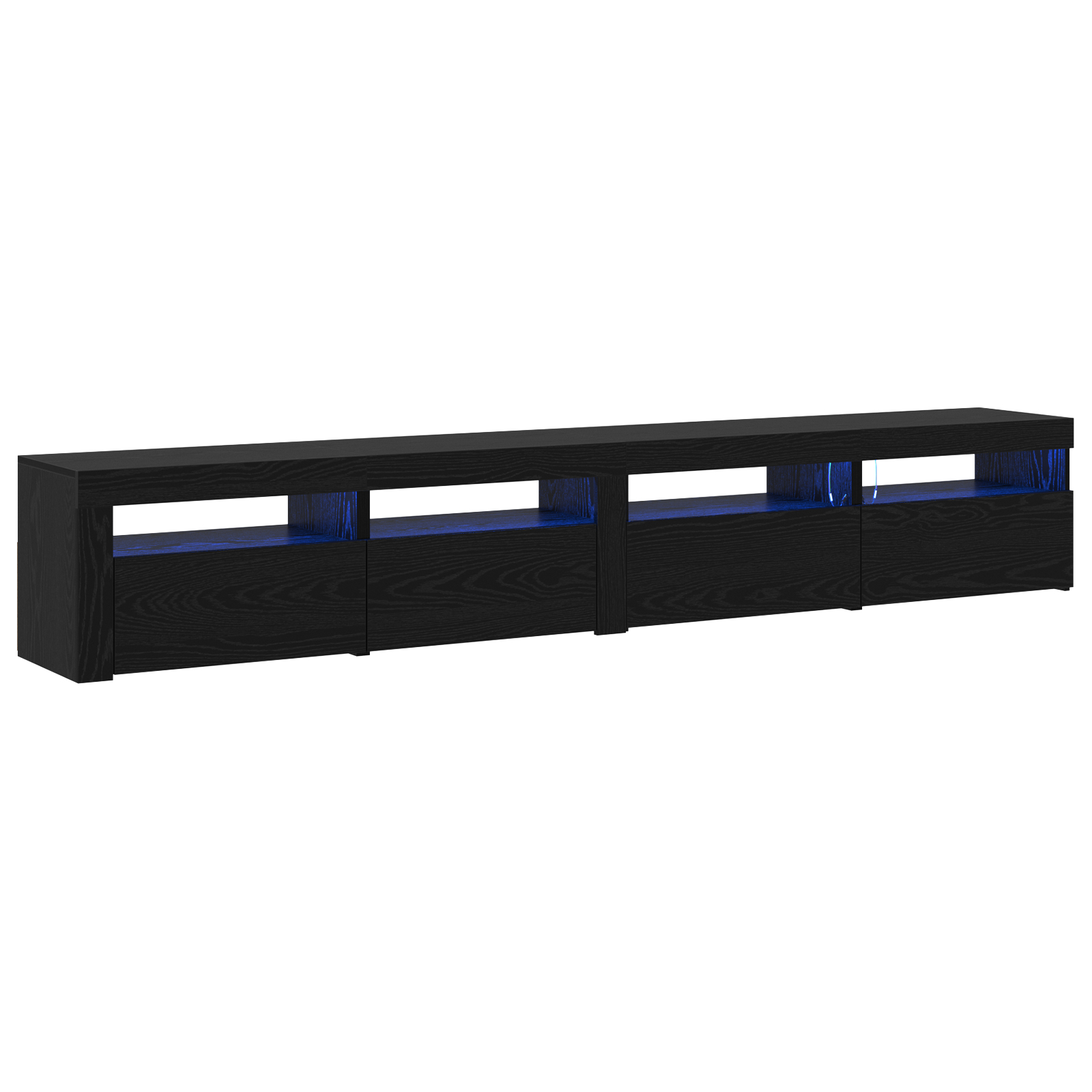 Set Cabinet TV  3 Piese cu Luminile LED Stejar Negru Lemn Stratificat, Cabinete TV  2 piese cu Luminile LED Stejar Negru 60x35x40 cm Lemn Stratificat GartenMobel Dekor