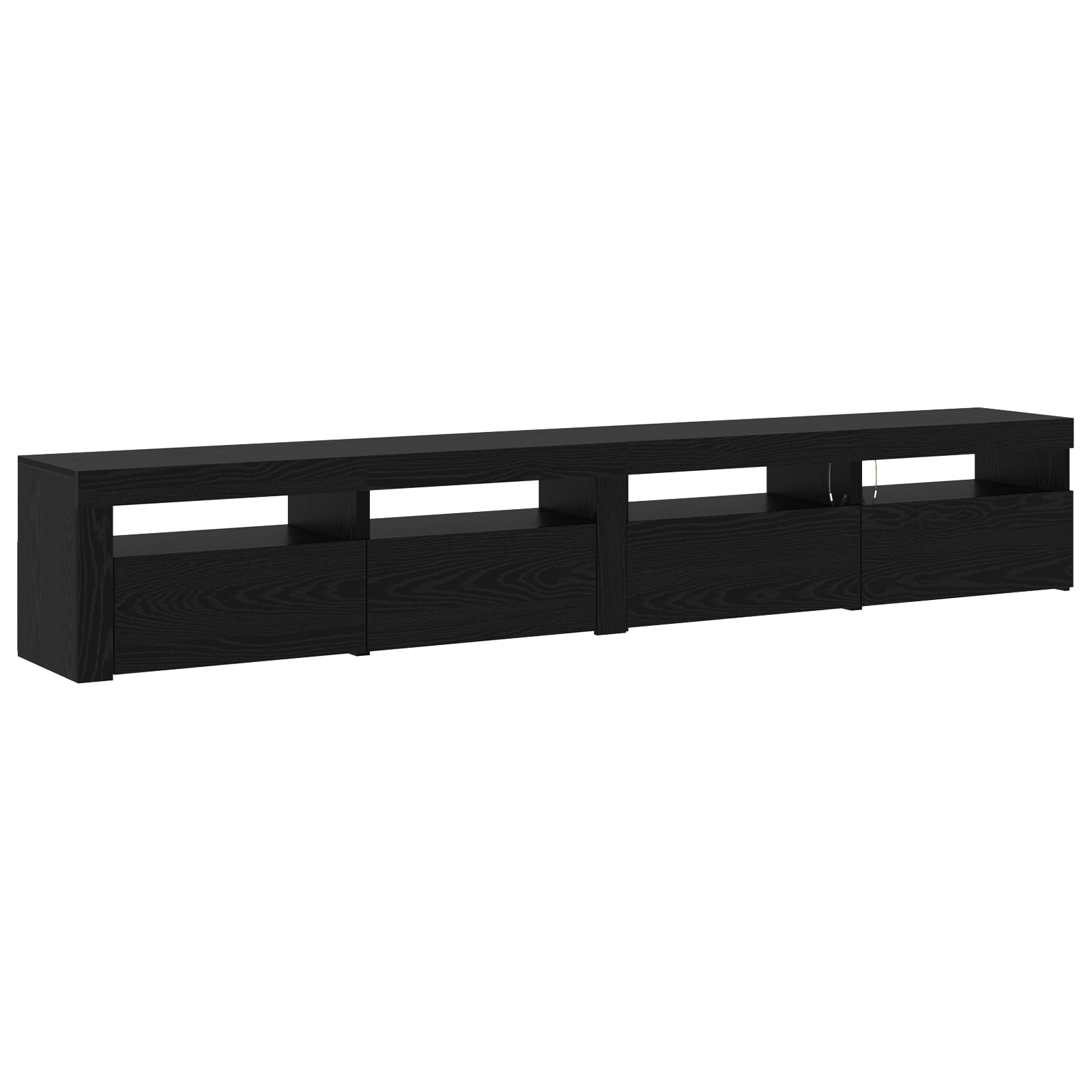 Set Cabinet TV  3 Piese cu Luminile LED Stejar Negru Lemn Stratificat, Cabinete TV  2 piese cu Luminile LED Stejar Negru 60x35x40 cm Lemn Stratificat GartenMobel Dekor