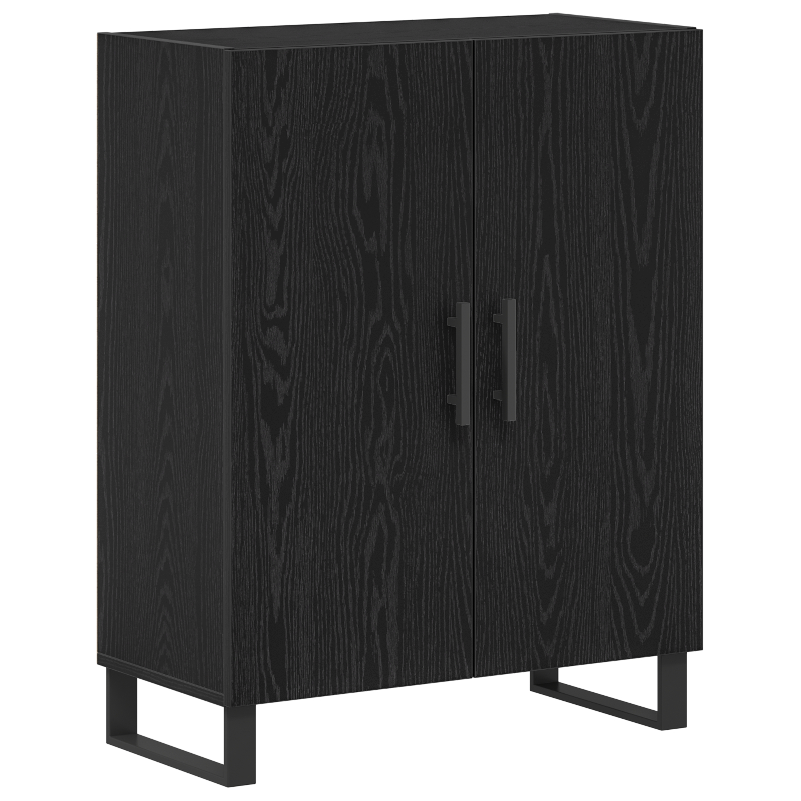 Highboard Negru Stejar 69.5x34x180 cm Lemn Ingineresc GartenMobel Dekor