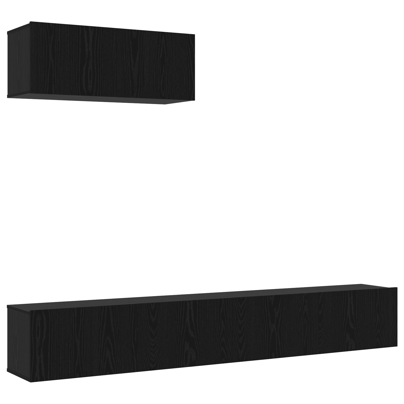 Set Mobilier TV 3 Piese Montat pe Perete Negru din Lemn Prelucrat GartenMobel Dekor