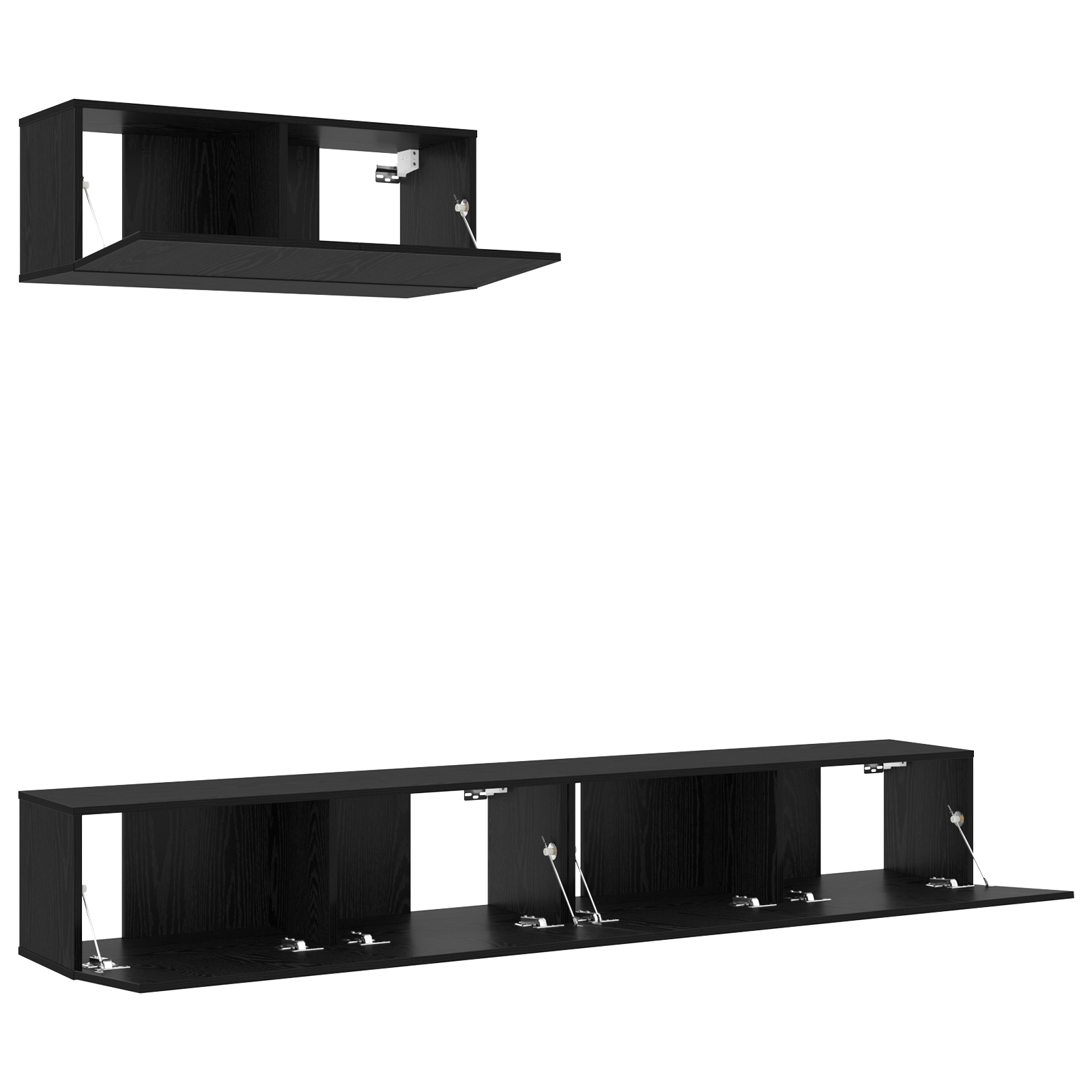 Set Mobilier TV 3 Piese Montat pe Perete Negru din Lemn Prelucrat GartenMobel Dekor