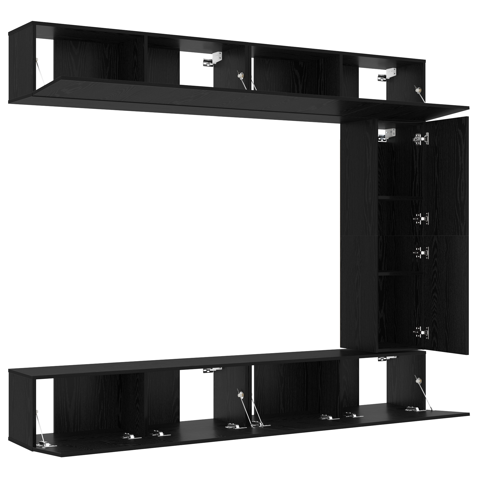 Set de 5 cabineți TV din lemn prelucrat de stejar negru GartenMobel Dekor
