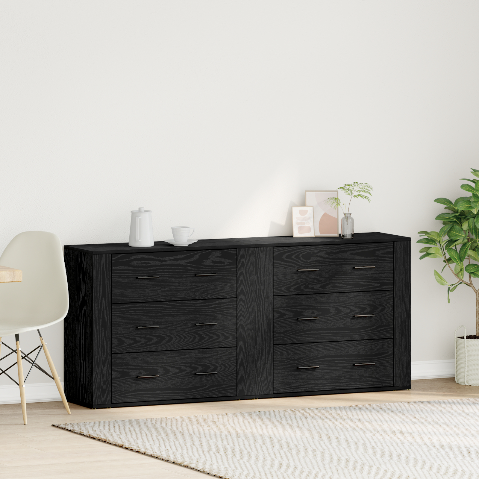 bufete 2 buc Stejar Negru Lemn Prelucrat GartenMobel Dekor