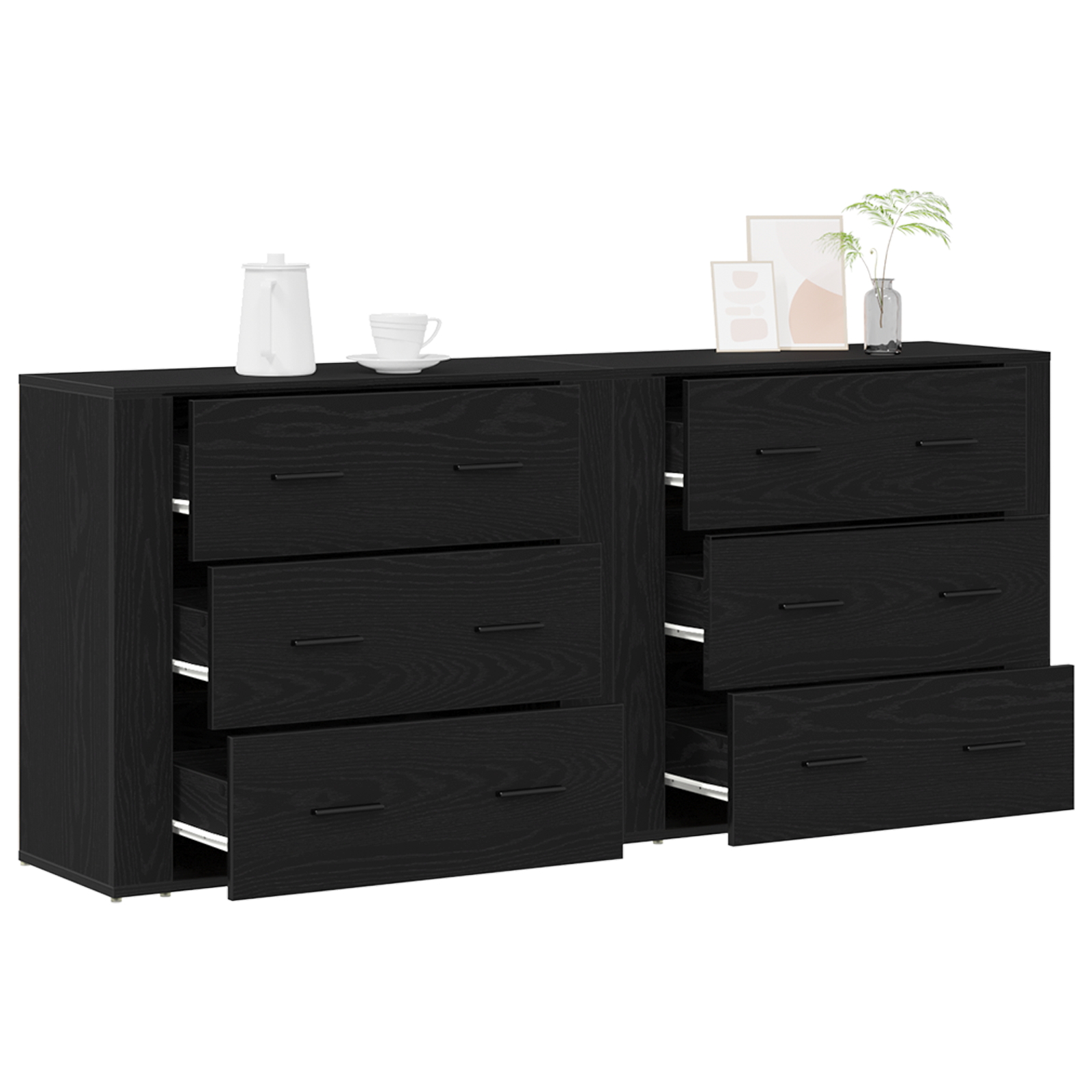 bufete 2 buc Stejar Negru Lemn Prelucrat GartenMobel Dekor