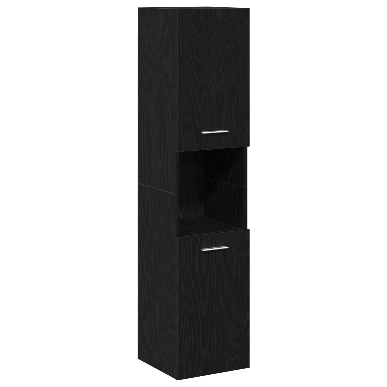 Set Mobilier Baie  din 2 piese Stejar Negru Lemn Prelucrat, Dulap Baie  Stejar Negru, 30x30x130 cm, Fabricat din Lemn Prelucrat GartenMobel Dekor