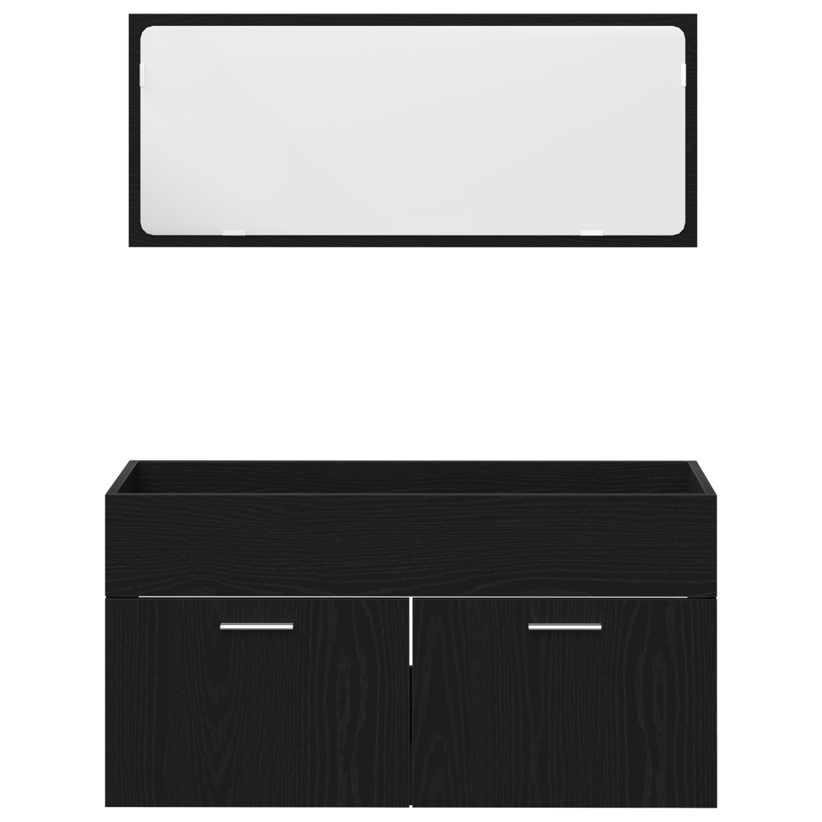 Set Mobilier Baie  din 2 piese Stejar Negru Lemn Prelucrat, Dulap Baie  Stejar Negru, 30x30x130 cm, Fabricat din Lemn Prelucrat GartenMobel Dekor