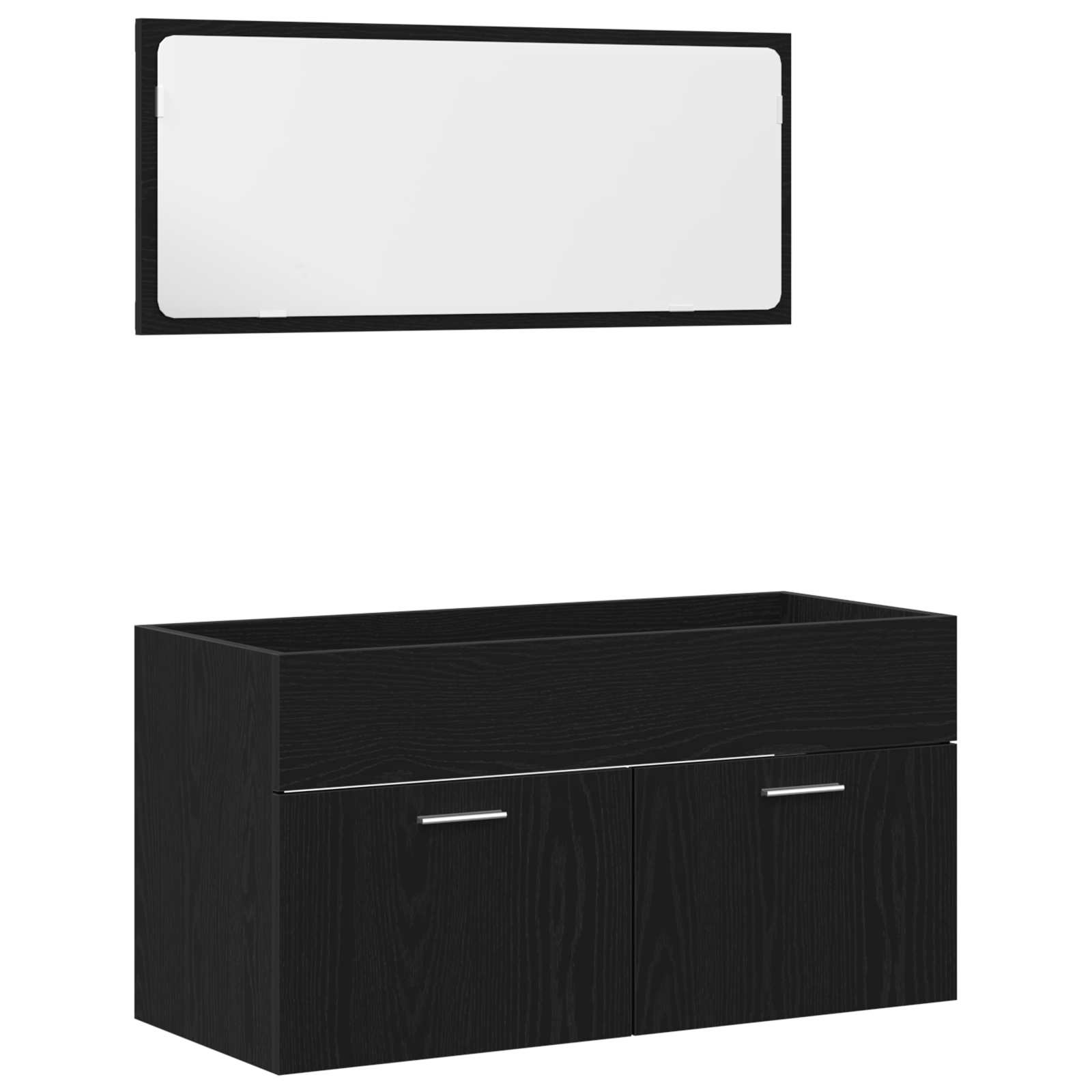 Set Mobilier Baie  din 2 piese Stejar Negru Lemn Prelucrat, Dulap Baie  Stejar Negru, 30x30x130 cm, Fabricat din Lemn Prelucrat GartenMobel Dekor