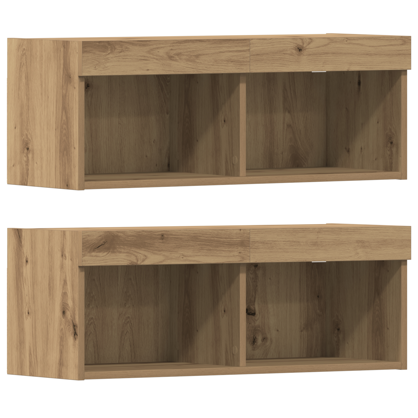Dulap TV  cu lumini LED Stejar artizanal 40.5x30x102 cm, Dulapuri TV  cu lumini LED 2 bucăți Stejar artizanal 80x30x30 cm GartenMobel Dekor