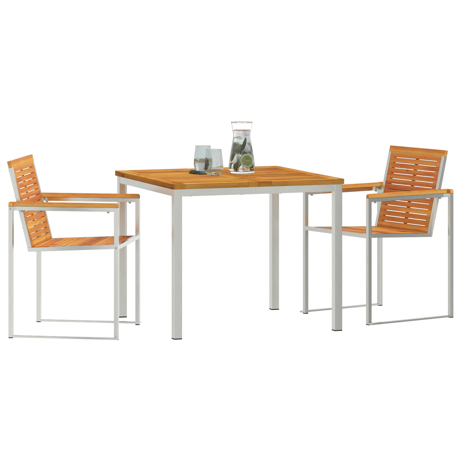 Set de mese pentru grădină  3 piese din lemn masiv de acacia, Masă de dining exterioară  90x90x74.5 cm din lemn masiv de acacia GartenMobel Dekor