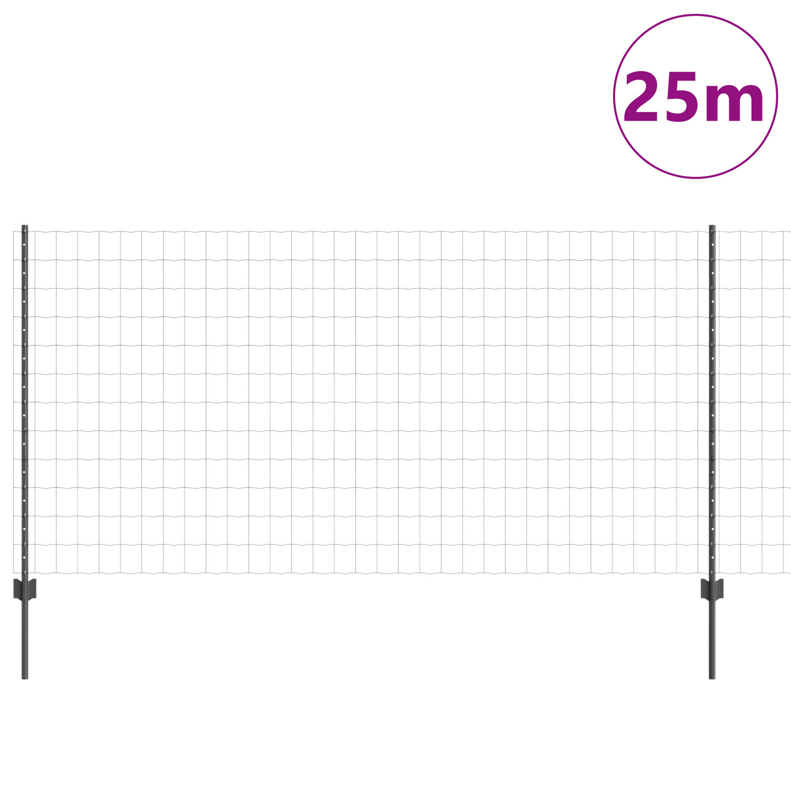 Euro Fence cu 22 Stâlpi Gri 1,2x25 m Oțel GartenMobel Dekor