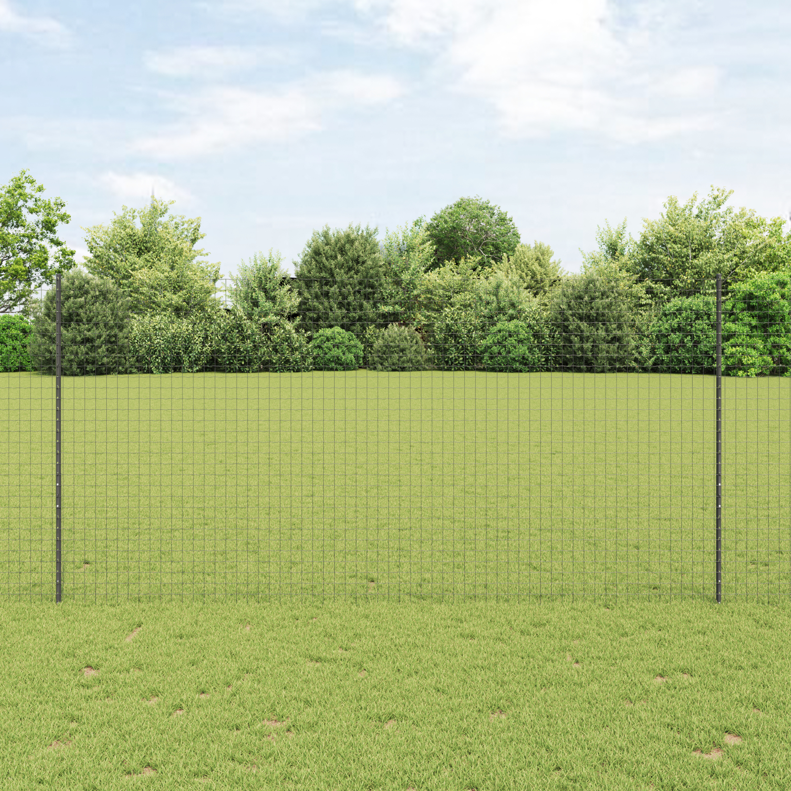 Gard Euro cu 10 Stâlpi Gri 1,5x10 m Oțel GartenMobel Dekor
