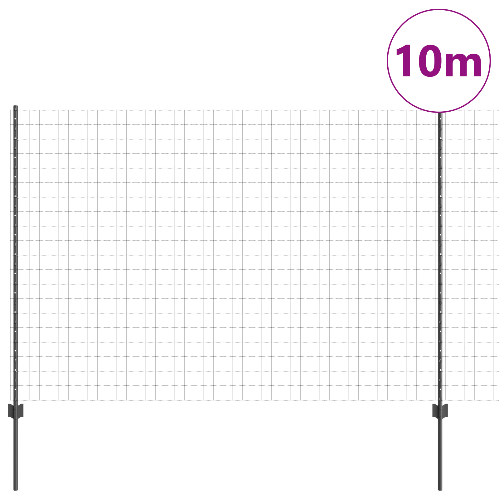 Gard Euro cu 10 Stâlpi Gri 1,6x10 m Oțel GartenMobel Dekor