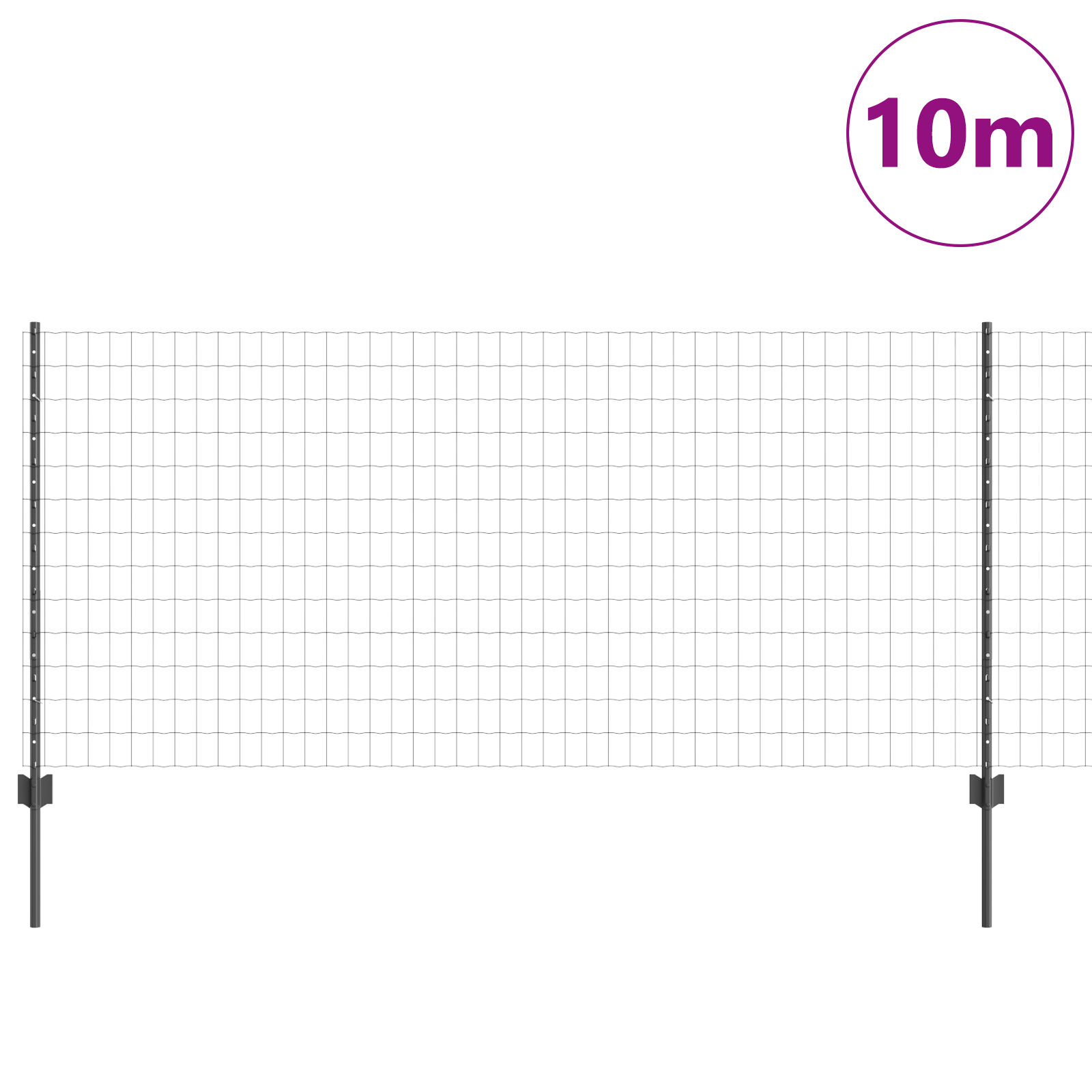 Gard Euro cu 10 Stâlpi Gri 1x10 m Oțel GartenMobel Dekor