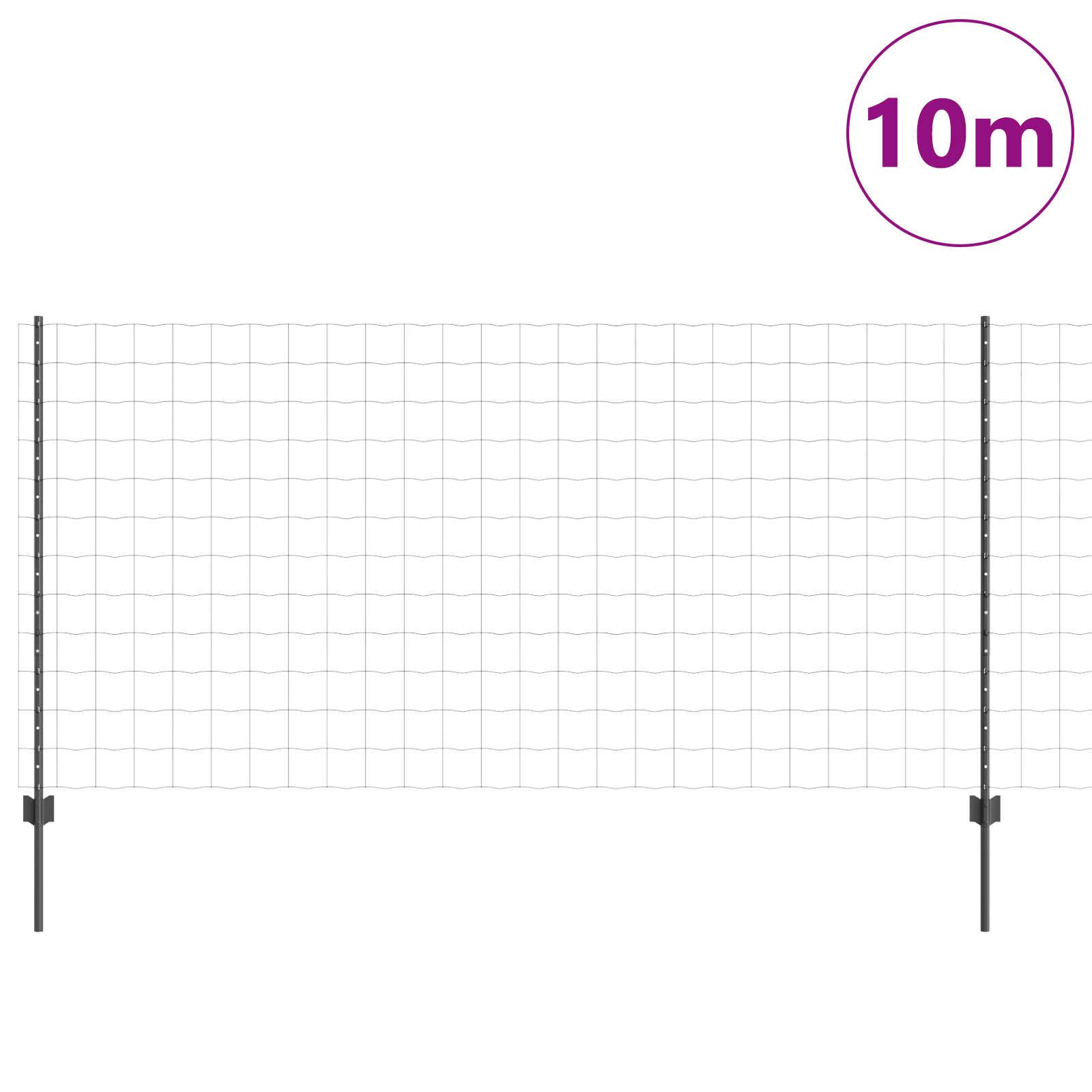 Gard Euro cu 10 stâlpi U Gri 1.2x10 m Oțel GartenMobel Dekor