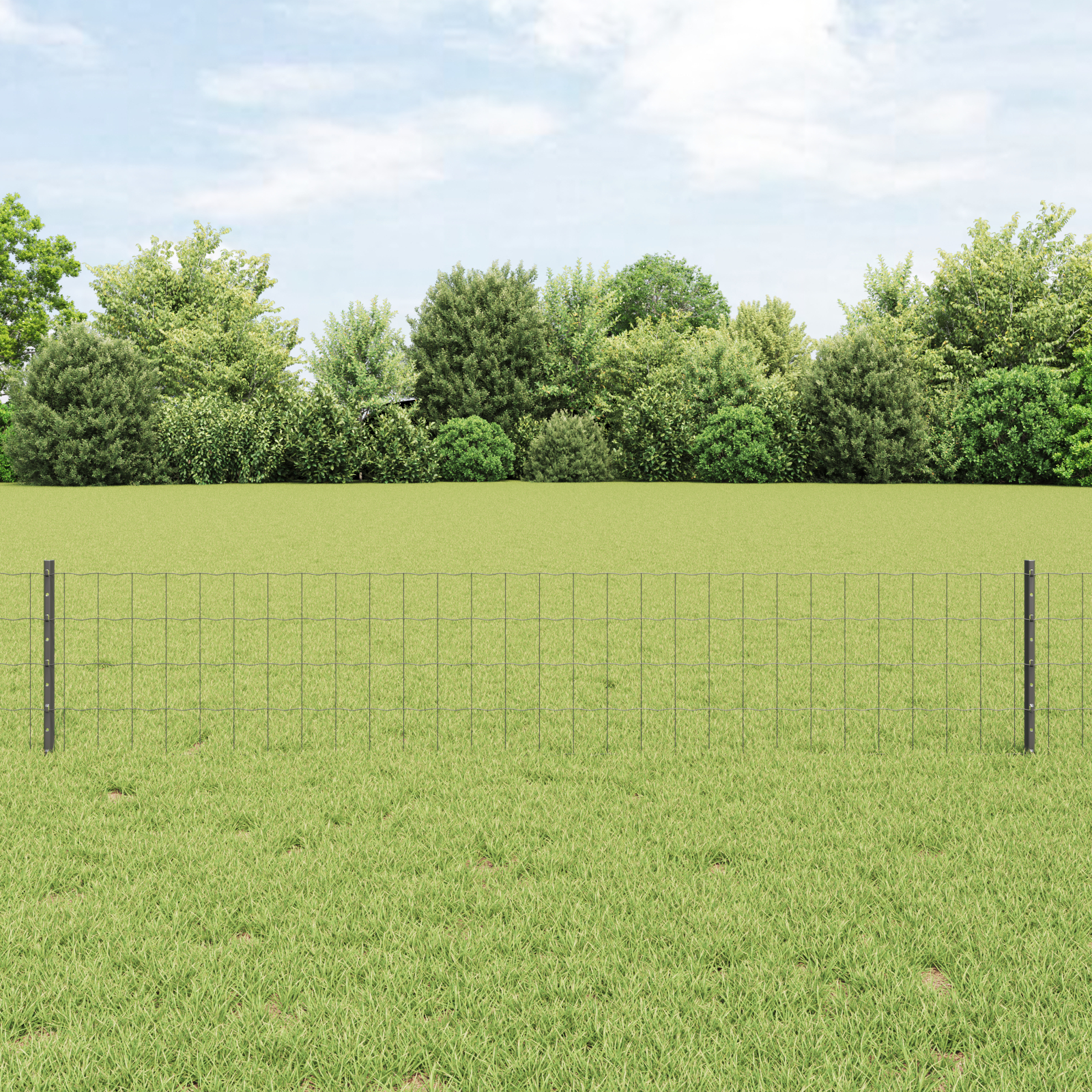 Gard Euro cu 11 Stâlpi Gri 0.4x25 m Metal GartenMobel Dekor