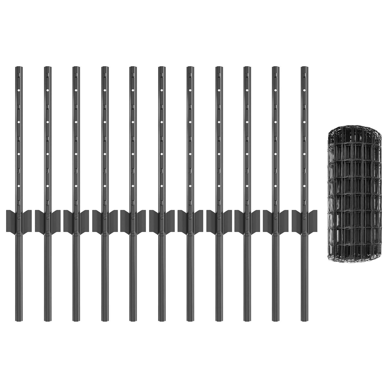 Gard Euro cu 11 Stâlpi Gri 0.4x25 m Metal GartenMobel Dekor