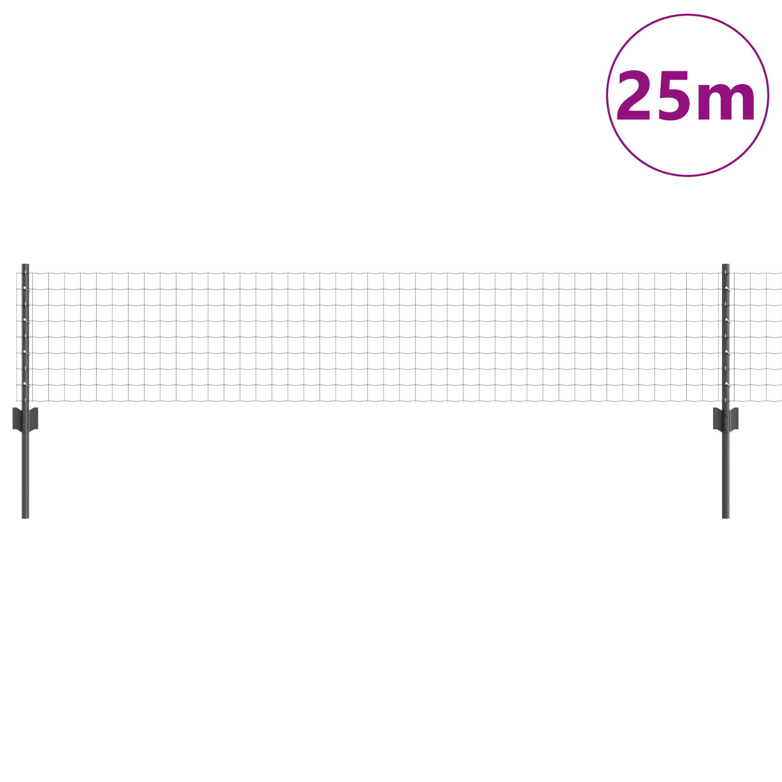 Gard Euro cu 11 Stâlpi Gri 0.4x25 m Oțel GartenMobel Dekor