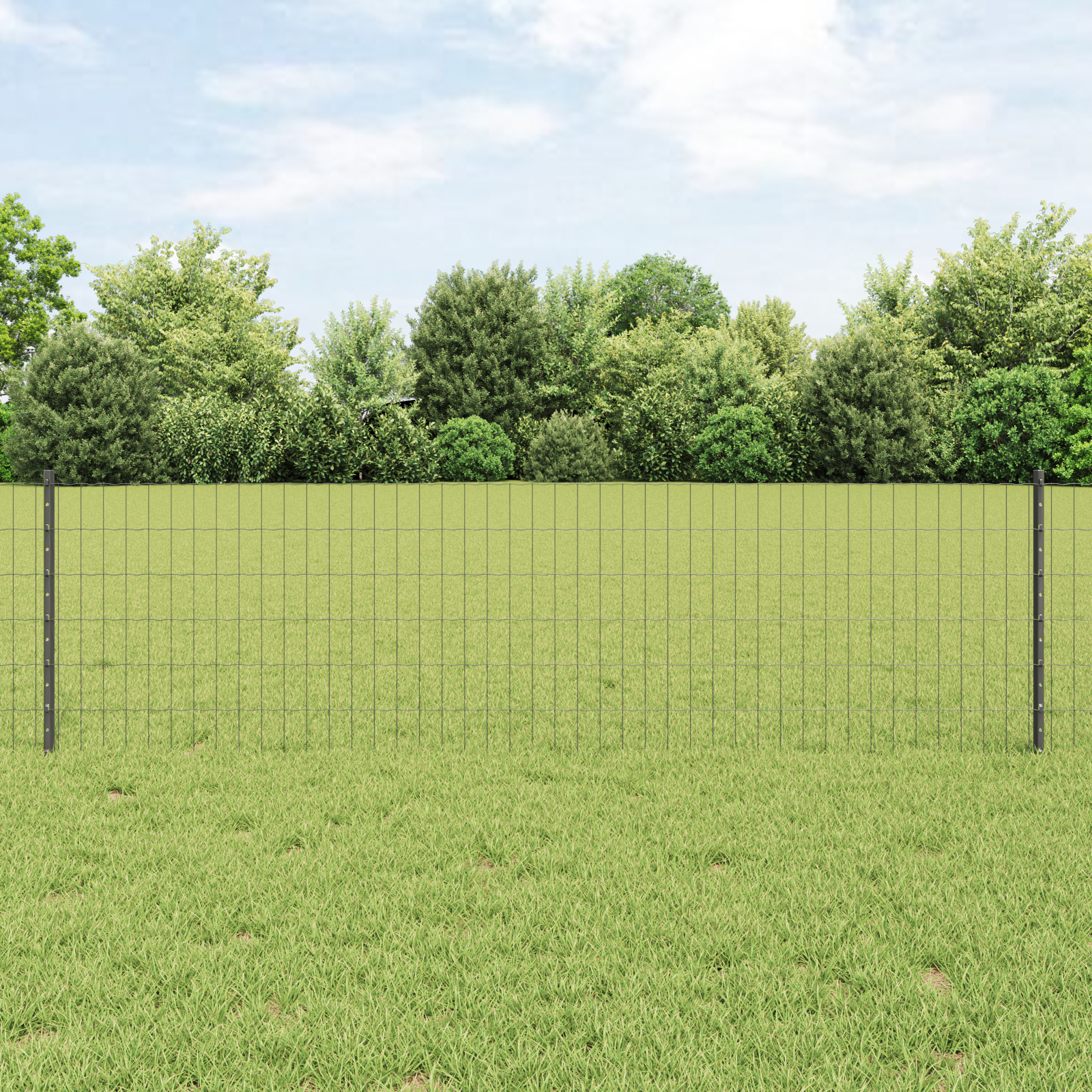 Gard Euro cu 11 Stâlpi Gri 0,6x25 m Oțel GartenMobel Dekor