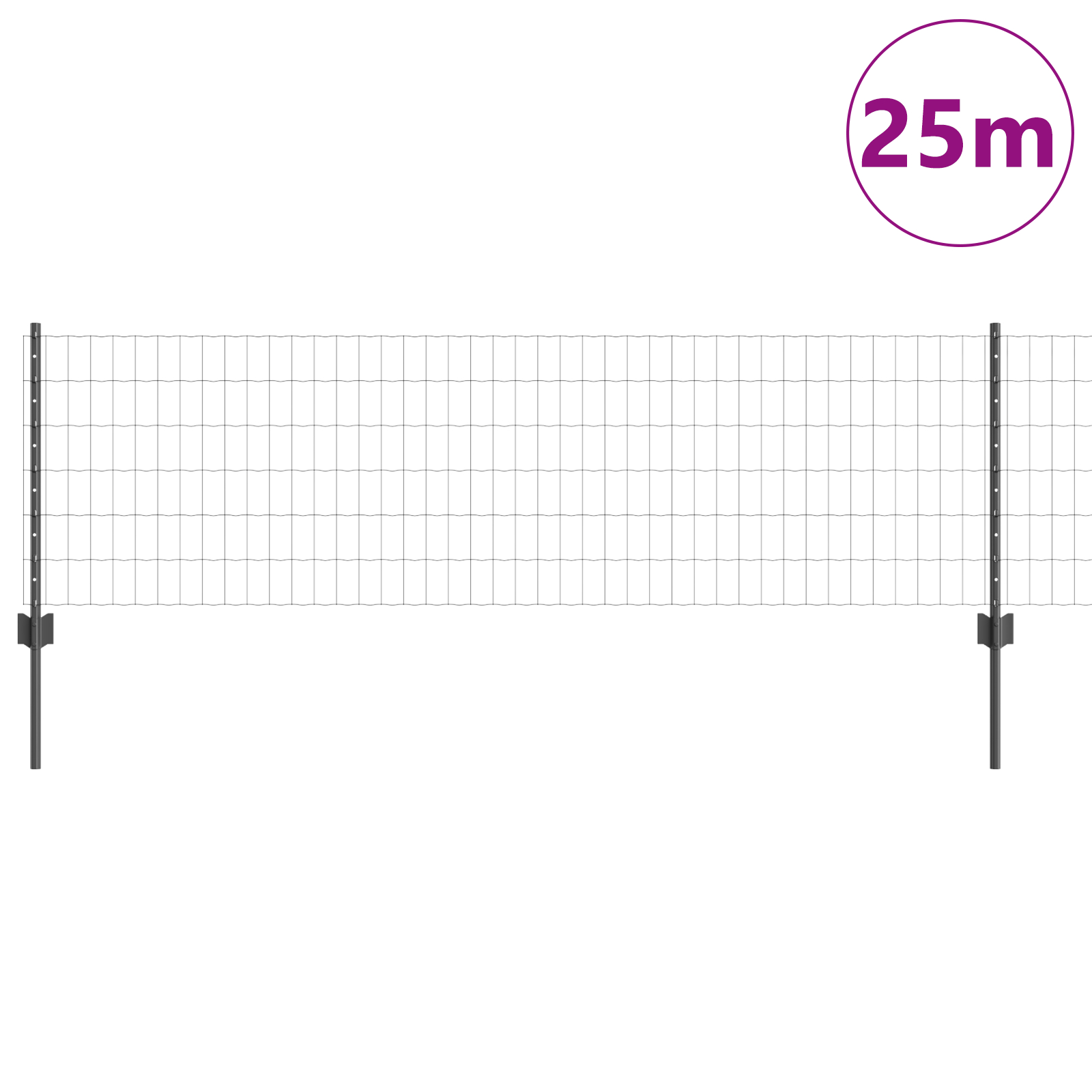 Gard Euro cu 11 Stâlpi Gri 0,6x25 m Oțel GartenMobel Dekor
