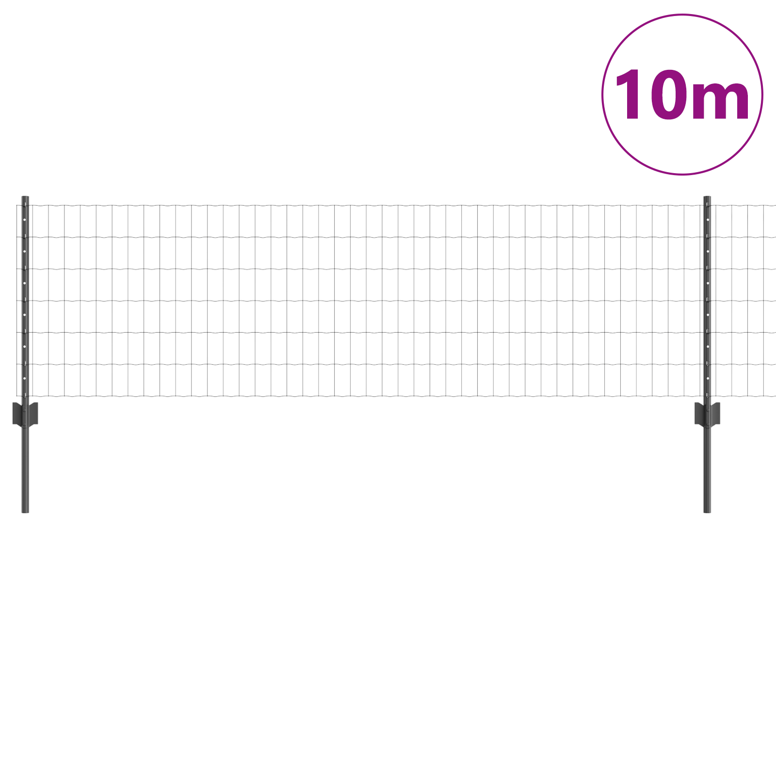 Gard Euro cu 5 Posturi U Gri 0.6x10 m Oțel GartenMobel Dekor