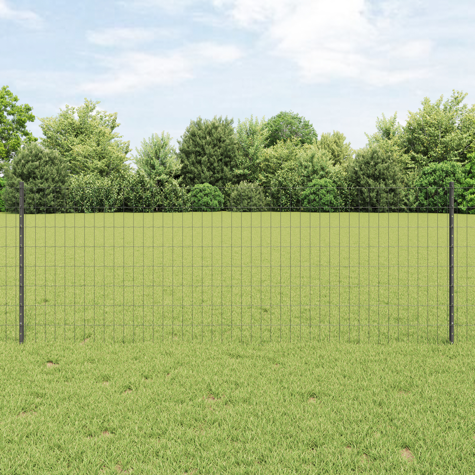 Gard Euro cu 5 Posturi U Gri 0,8x10 m Oțel GartenMobel Dekor