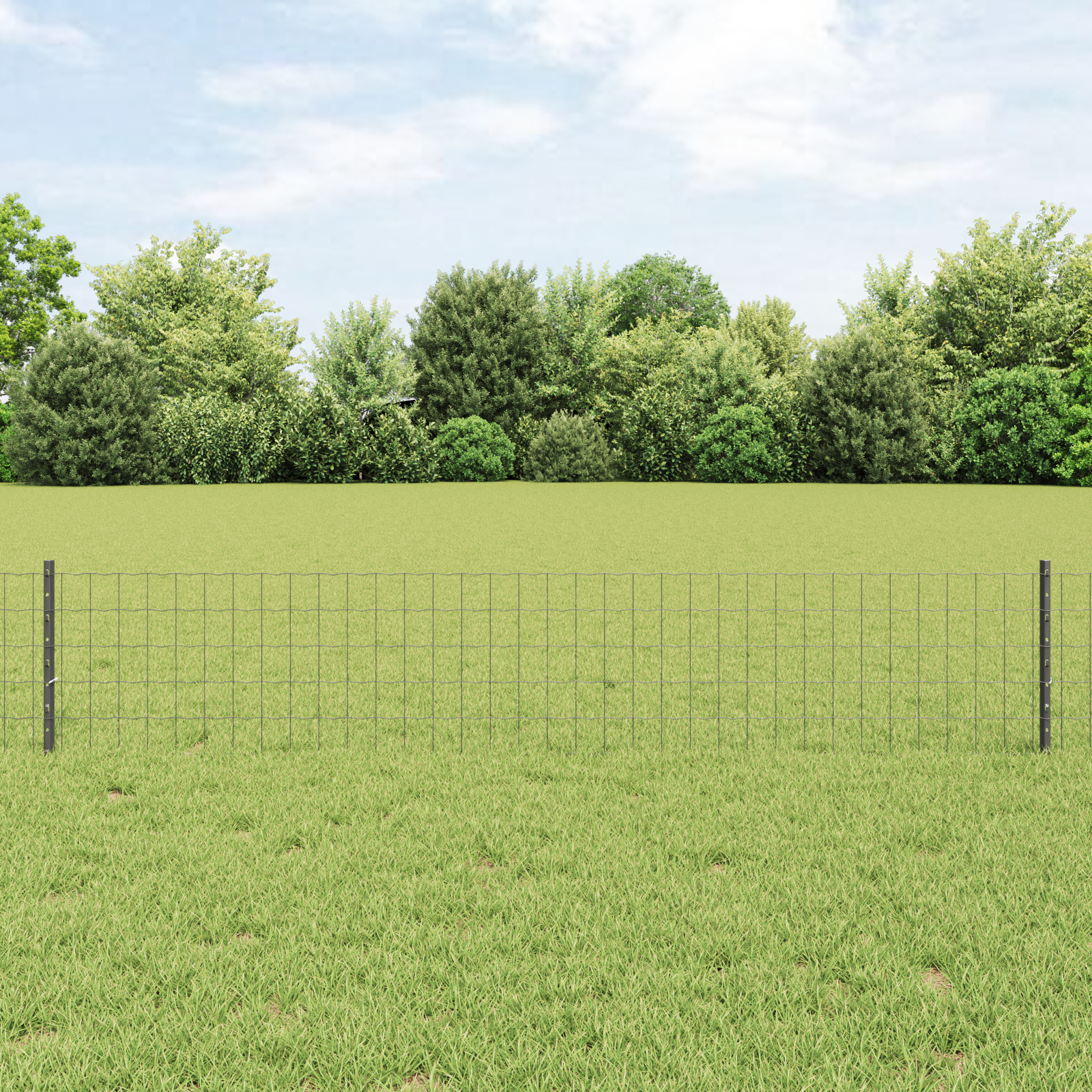 Gard Euro cu 5 U Posts Gri 0.4x10 m Oțel GartenMobel Dekor