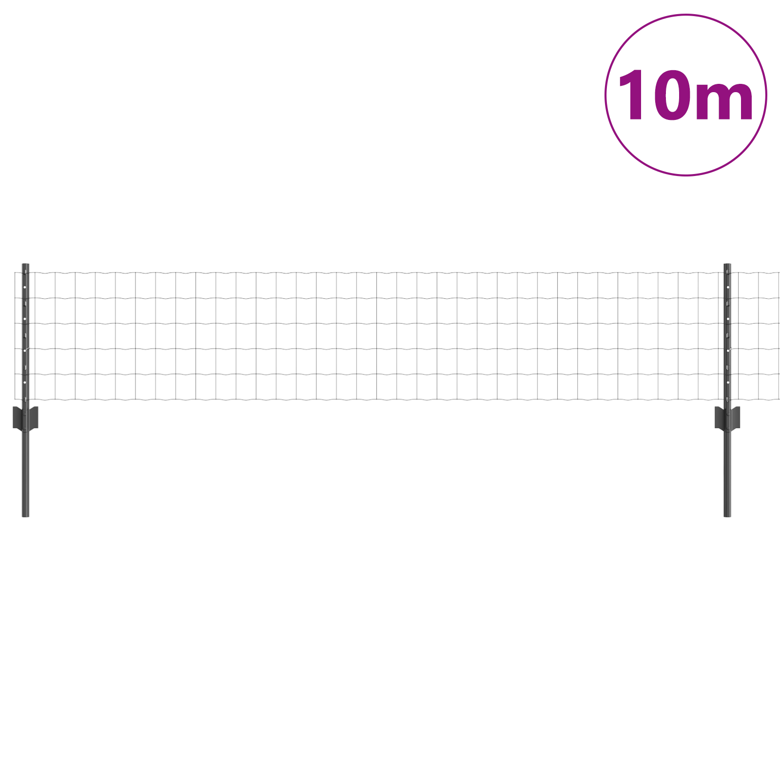 Gard Euro cu 5 U Posts Gri 0.4x10 m Oțel GartenMobel Dekor