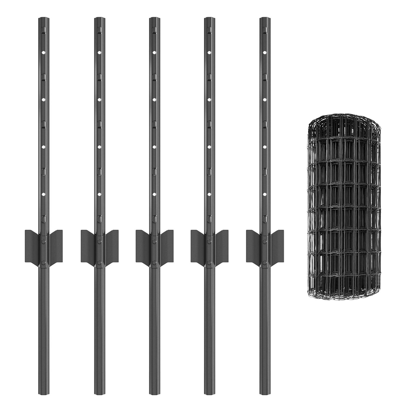 Gard Euro cu 5 U Posts Gri 0.4x10 m Oțel GartenMobel Dekor