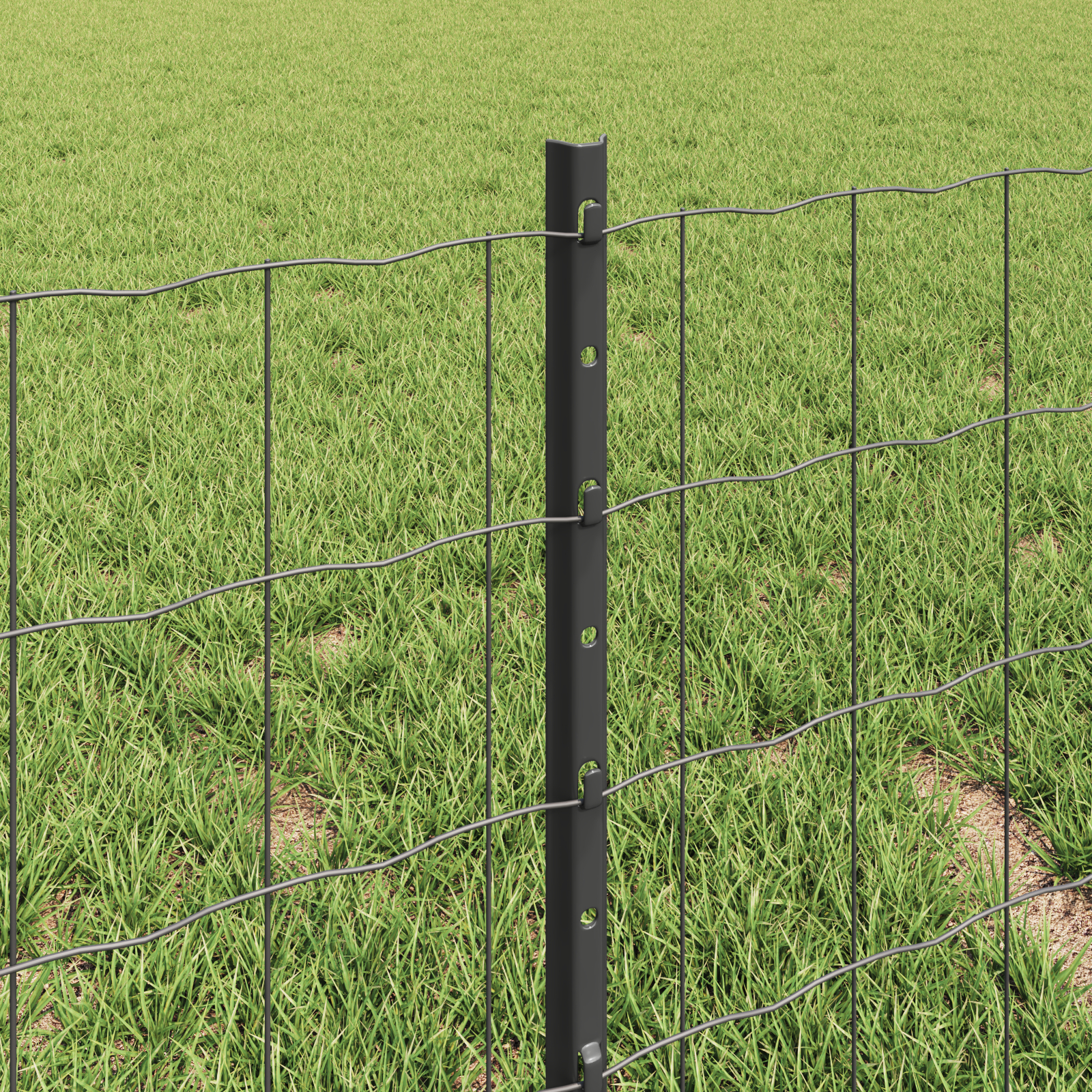 Gard euro cu 5 stâlpi U gri 0.4x10 m oțel GartenMobel Dekor