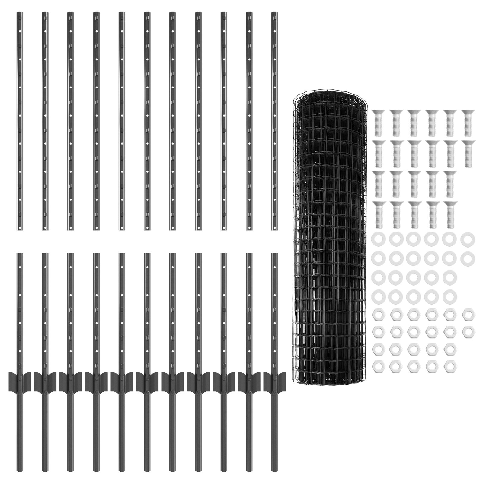 Set gard Set de 2 Gri Oțel vopsit electrostatic 25 x 1 m GartenMobel Dekor