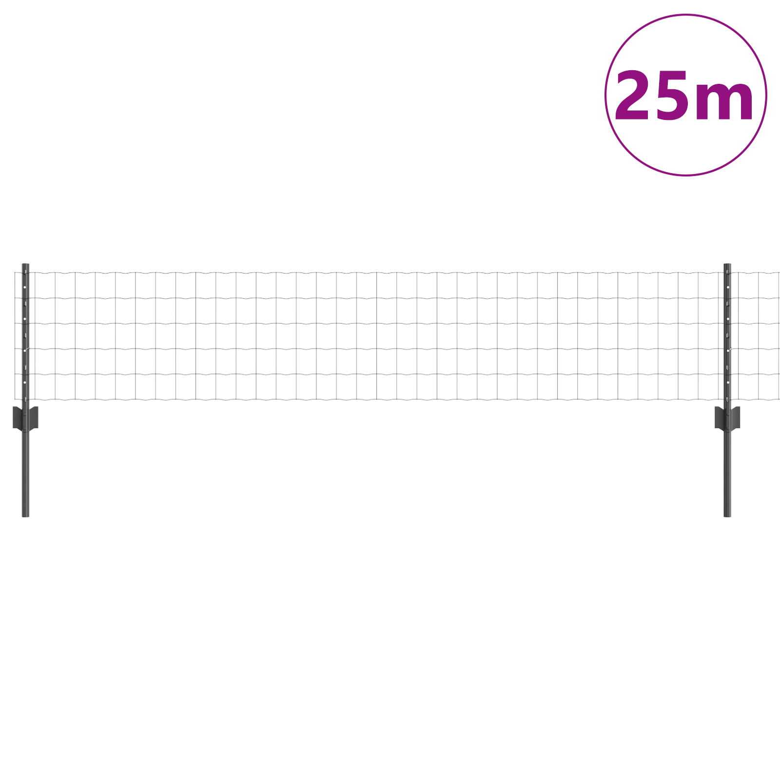 Gard Euro cu 11 Stâlpi Gri 0,4x25 m Oțel GartenMobel Dekor