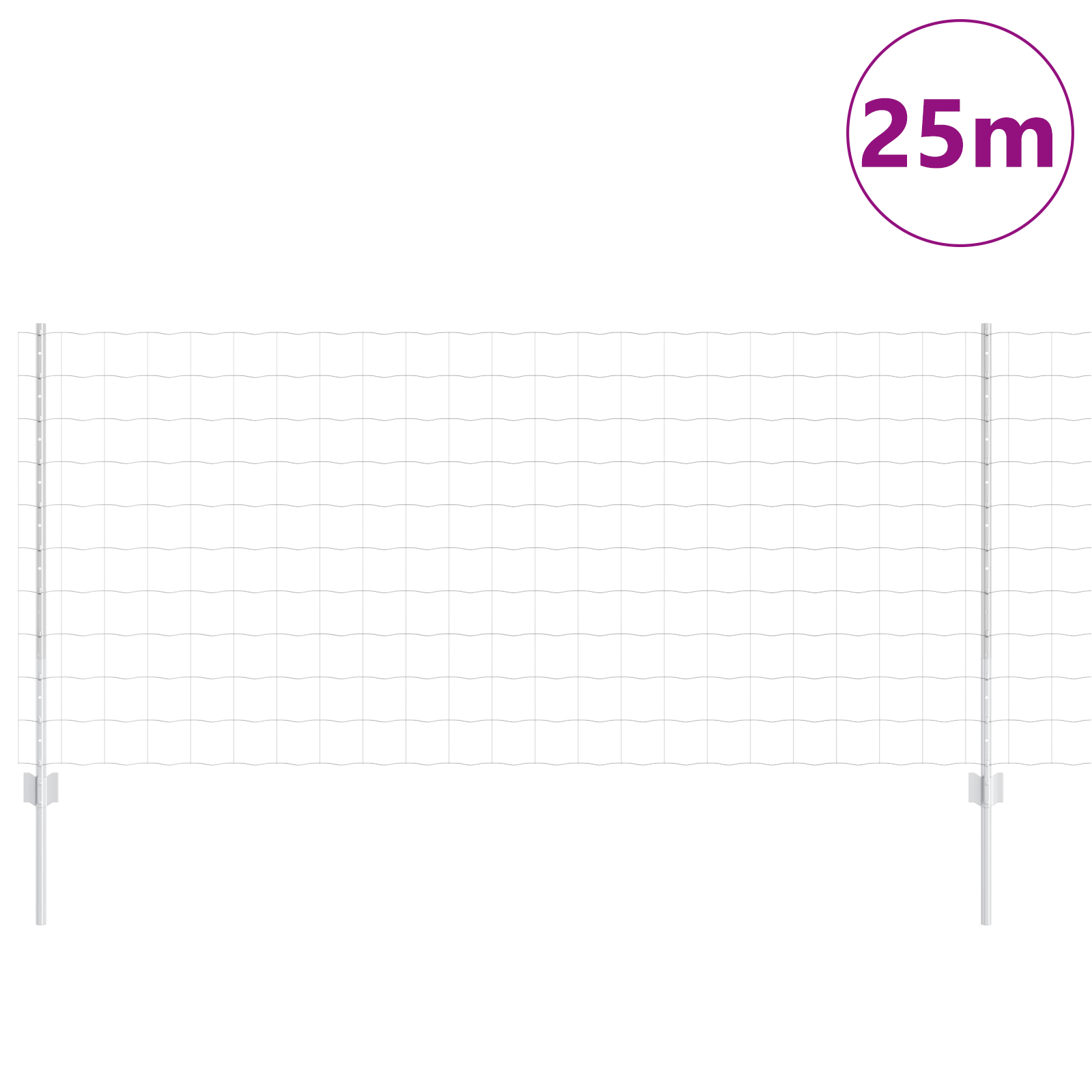 Gard Euro cu 22 Stâlpi Argintii 1x25 m Oțel GartenMobel Dekor
