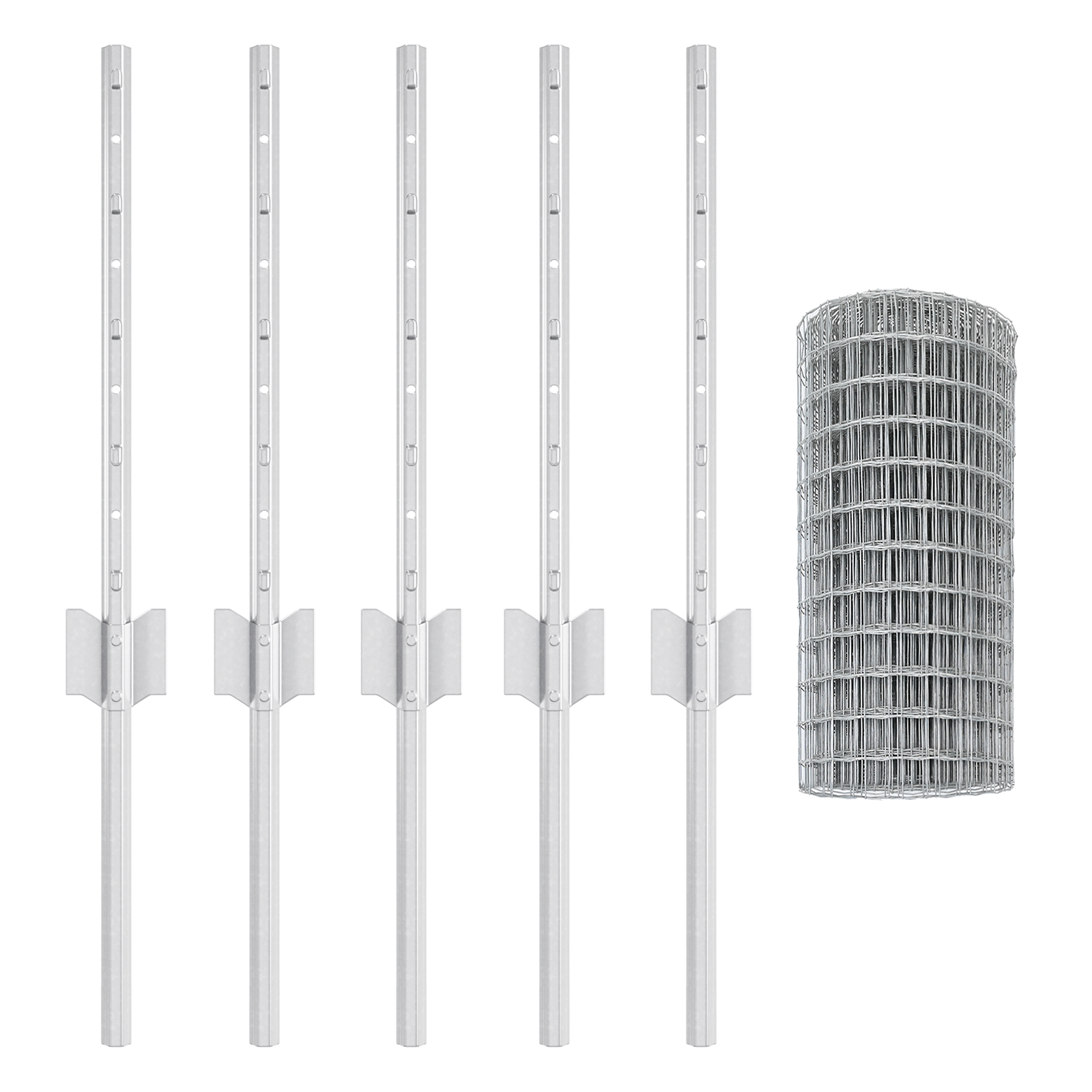 Gard Euro cu 5 Stâlpi U Argintiu 0,4x10 m Oțel GartenMobel Dekor
