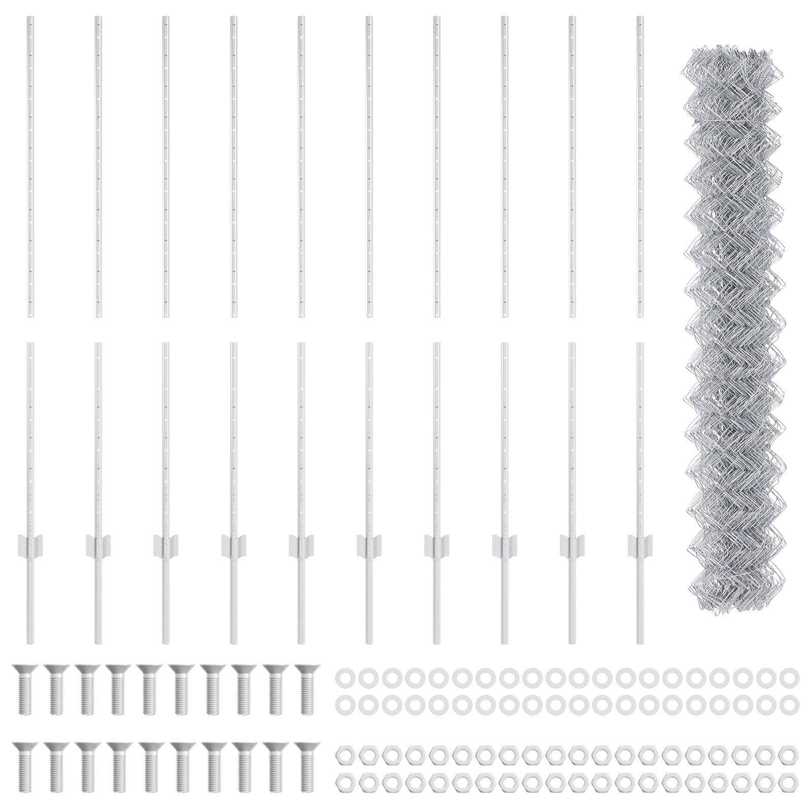 Gard cu Lanț cu 20 U Posturi Argintie 1,4x10 m Oțel GartenMobel Dekor