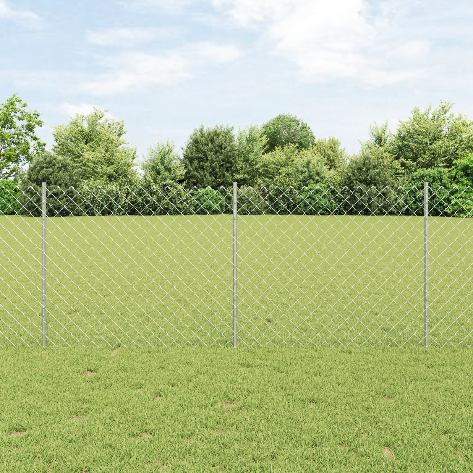 Gard din Oțel Galvanizat cu 20 de Stâlpi Argintii 1x10 m GartenMobel Dekor
