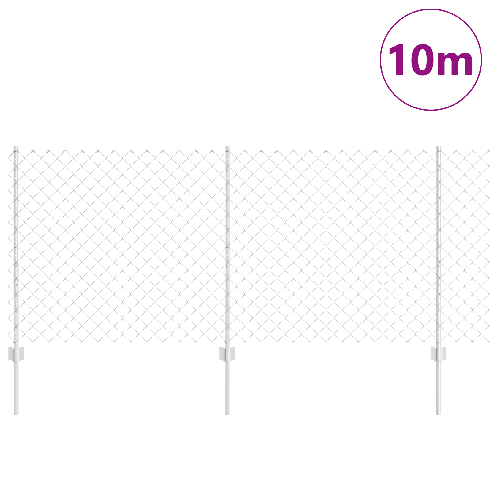 Gard din Oțel Galvanizat cu 20 de Stâlpi Argintii 1x10 m GartenMobel Dekor