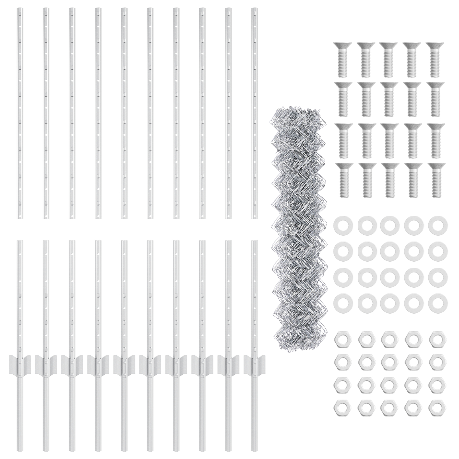 Gard din Oțel Galvanizat cu 20 de Stâlpi Argintii 1x10 m GartenMobel Dekor