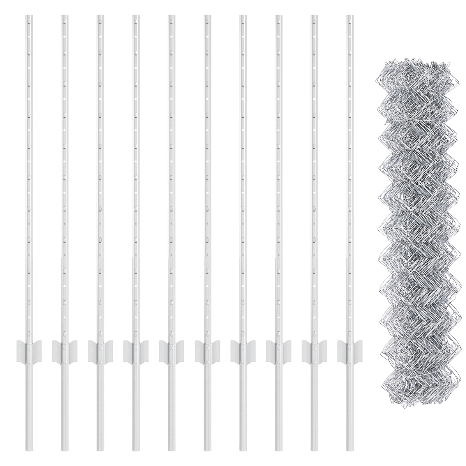 Gard din Oțel Galvanizat cu 20 de Stâlpi Argintii 1x10 m GartenMobel Dekor