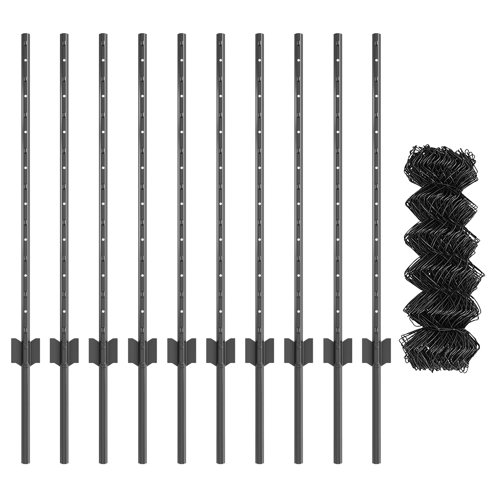 Gard din lanț cu 10 stâlpi U gri 0.8x10 m oțel GartenMobel Dekor