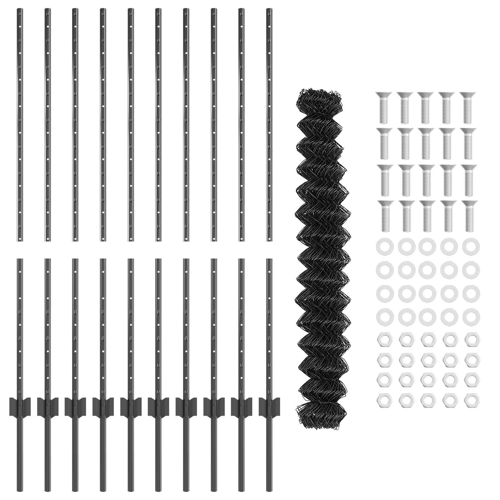 Gard din plasă de sârmă cu 20 de suporturi U Gri 1.2x10 m Oțel GartenMobel Dekor