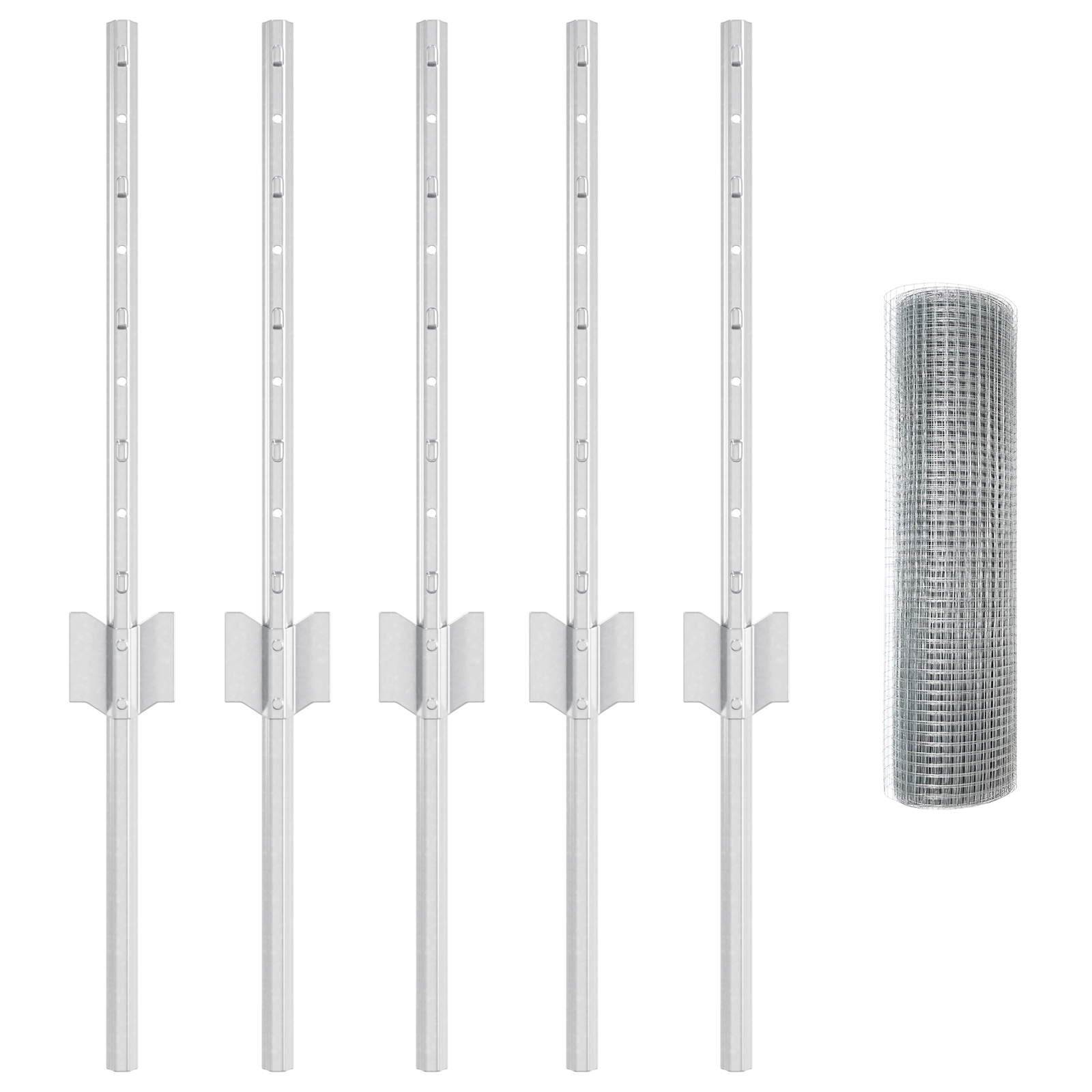 Gard din sârmă sudată cu 5 țăruși U Argintiu 0.4x10 m Oțel GartenMobel Dekor
