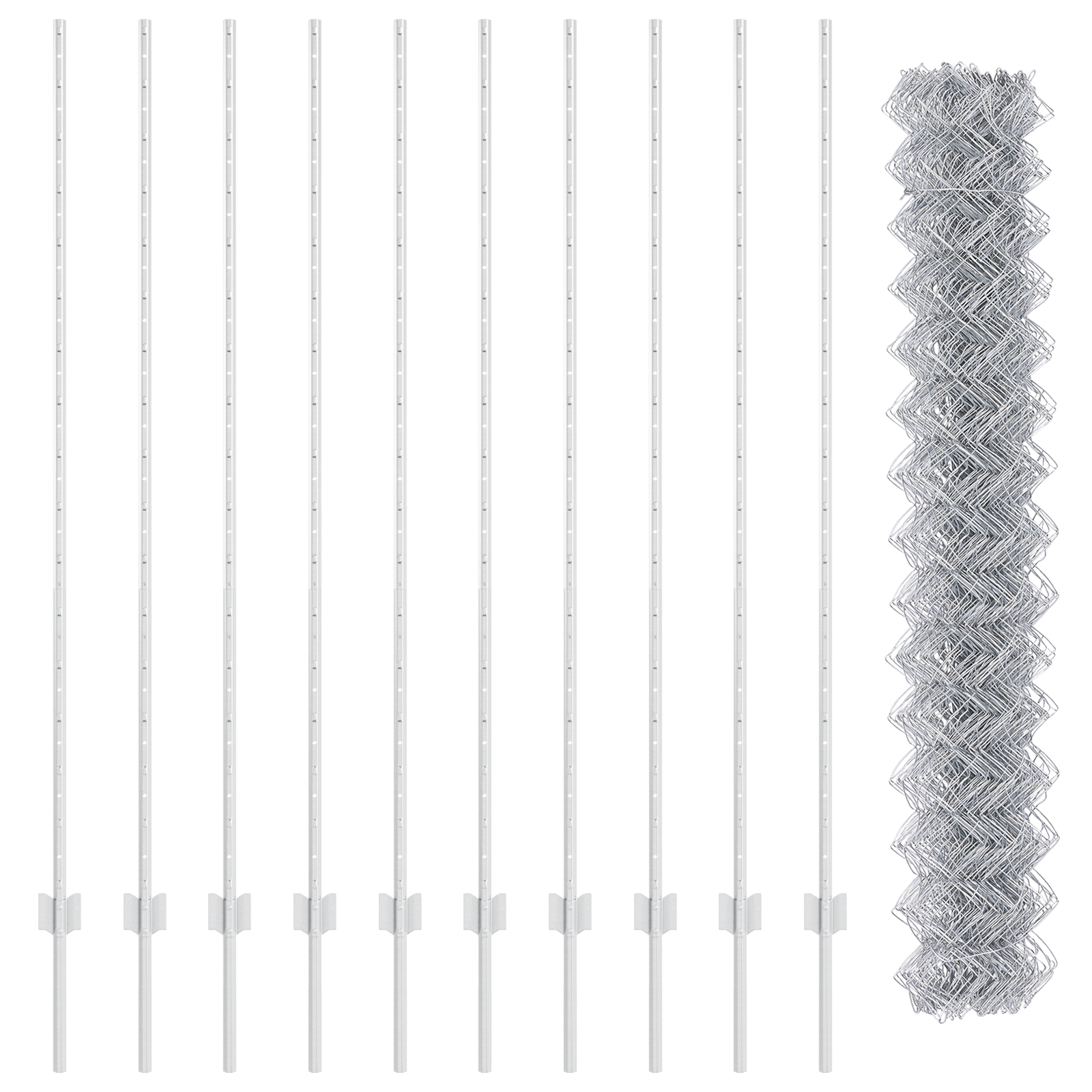 Plasă de Fencing cu 20 U Posturi Argintie 1.6x10 m Oțel GartenMobel Dekor